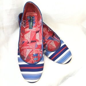 Nine West Blue and Red Striped Slip-On Ballet Flats -8.5M-